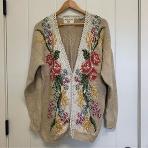 Vintage Marisa Christina Floral Embroidered Cardigan Sweater
